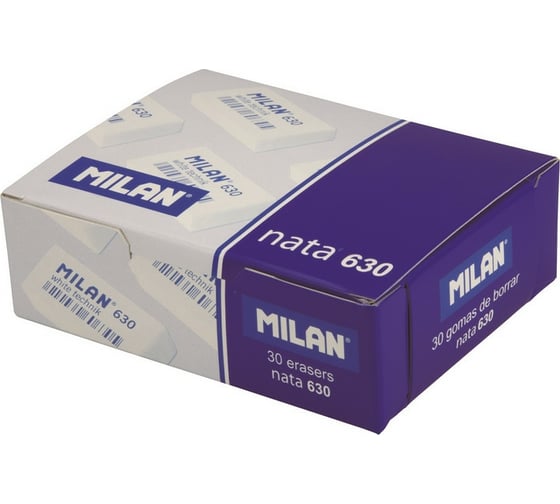 Пластиковый ластик 30 шт в упаковке Milan Technic 630 белый 973216