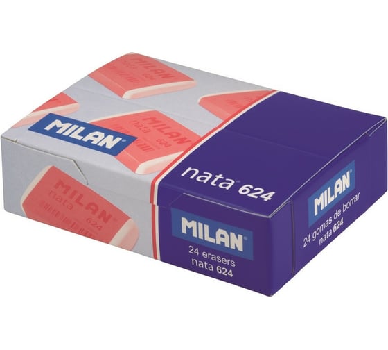 Пластиковый ластик 24 шт в упаковке Milan nata 624 белый 973215