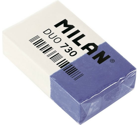 Пластиковый комбинированный ластик 30 шт в упаковке Milan Nata Duo 730 973222 1