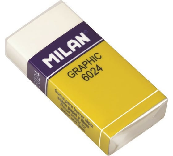 Пластиковый ластик 24 шт в упаковке Milan 6024 повышенной мягкости белый 973211 1