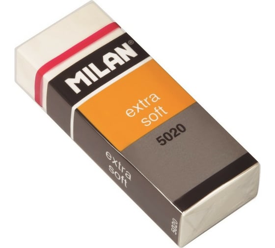 Пластиковый ластик 20 шт в упаковке Milan Extra Soft 5020 белый 973209