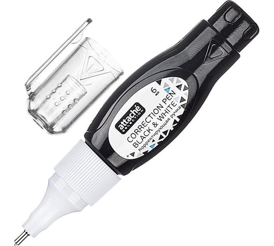 Корректирующая ручка 12 шт в упаковке Attache Selection Black & White 6 мл 1079359