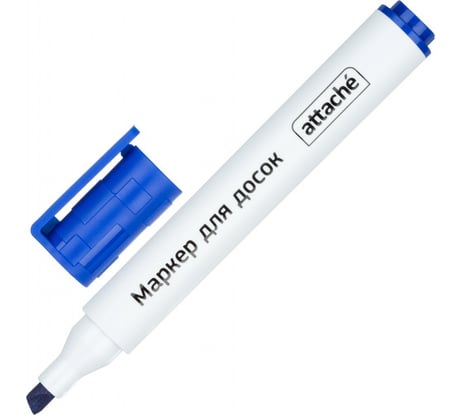Маркер для досок 12 шт в упаковке Attache синий со скошенным наконечником 1-5 мм 806529