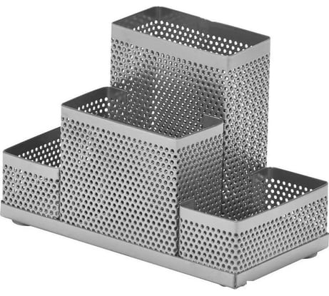 Подставка  для канцелярских принадлежностей Attache Башня 4 секции, 160х110х80 мм, серебро 383308