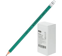 Чернографитный карандаш 144 шт в упаковке Attache пластик с ластиком HB зеленый корпус 384856