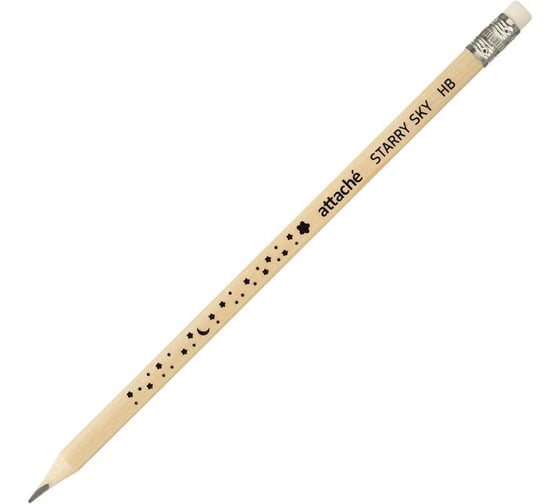 Чернографитный карандаш Attache Starry Sky HB, деревянный, трехгранный, с ластиком, 6 шт/уп 1055943