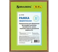 Рамка BRAUBERG 30х40 см., пластик, багет 16 мм "HIT5" бронза с двойной позолотой, стекло 391080