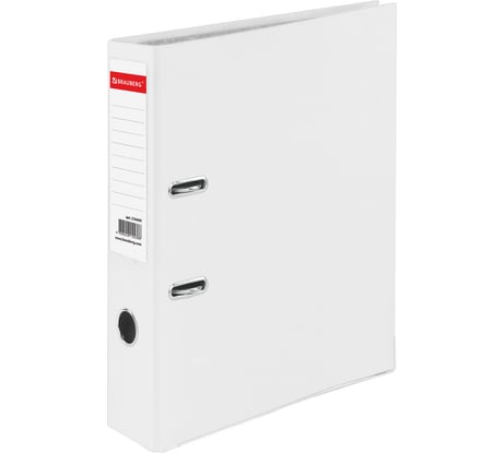 Папка-регистратор BRAUBERG покрытие пластик, 75 мм., прочная, с уголком, белая 226600