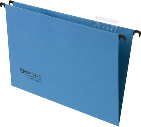 Подвесные папки BRAUBERG А4/Foolscap 406x245 мм, до 80 листов, комплект 10 шт., синие, картон Италия 231793