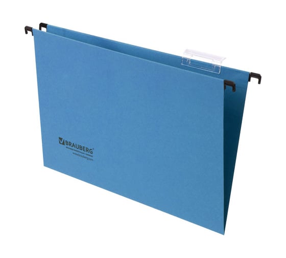 Подвесные папки BRAUBERG А4/Foolscap 406x245 мм, до 80 листов, комплект 10 шт., синие, картон Италия 231793 1