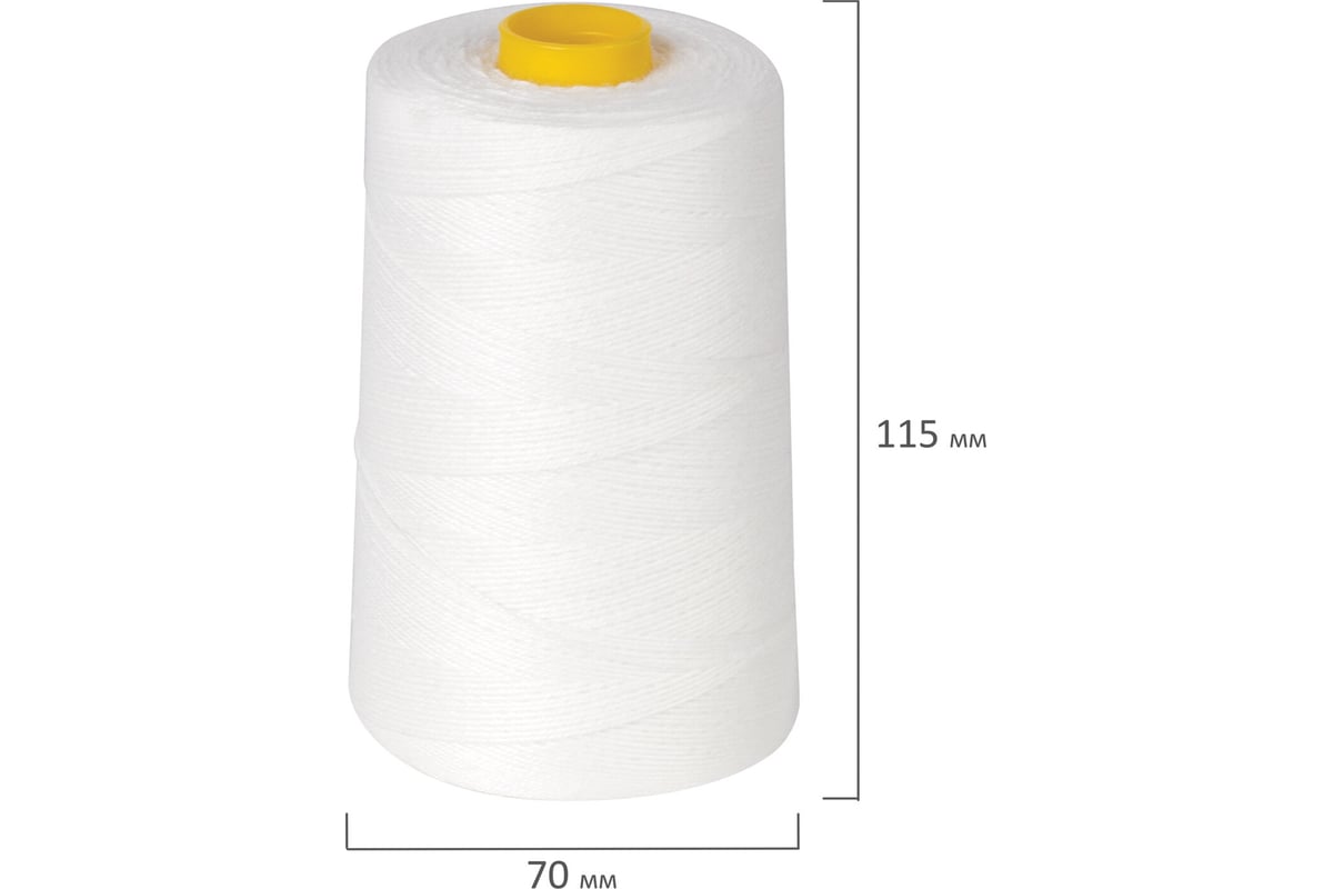 Лавсановая нить для прошивки документов BRAUBERG белая, диаметр 2 мм ...