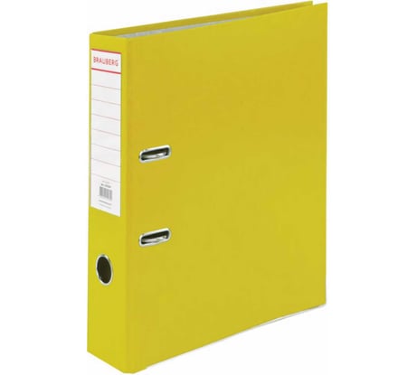 Папка-регистратор BRAUBERG покрытие пластик, 75 мм., прочная, с уголком, желтая 226599