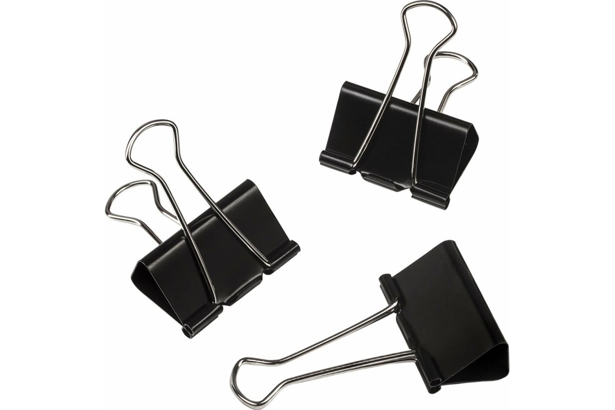 Зажимы для бумаг BRAUBERG комплект 12 шт., 41 мм, на 200 листов, черные ...