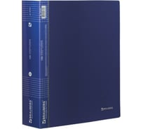 Папка BRAUBERG 100 вкладышей, диагональ, темно-синяя, 0,9 мм 221333