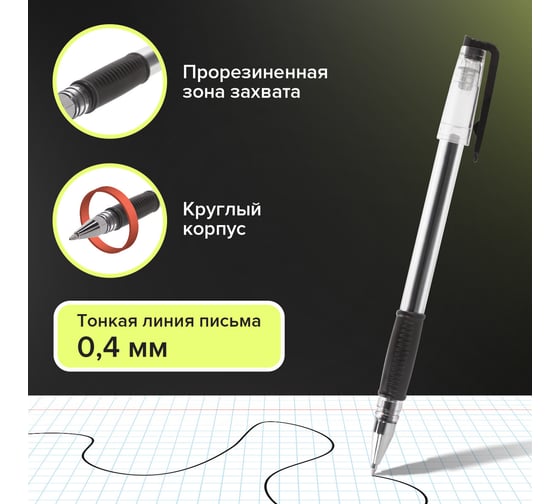 Гелевые ручки BRAUBERG "ДЛЯ ЕГЭ" с грипом черные набор 2 шт. 0.7 мм, 0.4 мм, блистер 142708