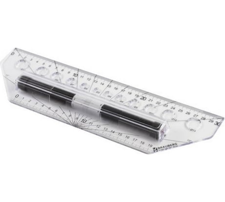 Линейка с роликом рейсшина BRAUBERG 30 см., металлический ролик, коробка с подвесом 210647