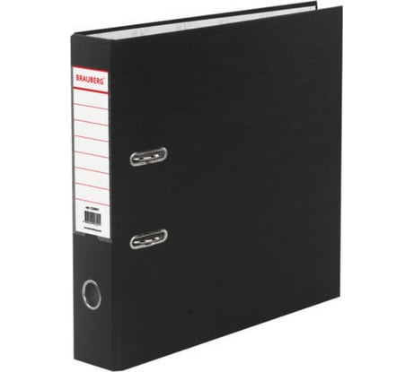 Папка-регистратор BRAUBERG с покрытием из ПВХ, 70 мм, черная, удвоенный срок службы 220891