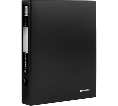 Папка на 4 кольцах BRAUBERG "Стандарт", 40 мм, черная, до 300 листов, 0.9 мм, 221620