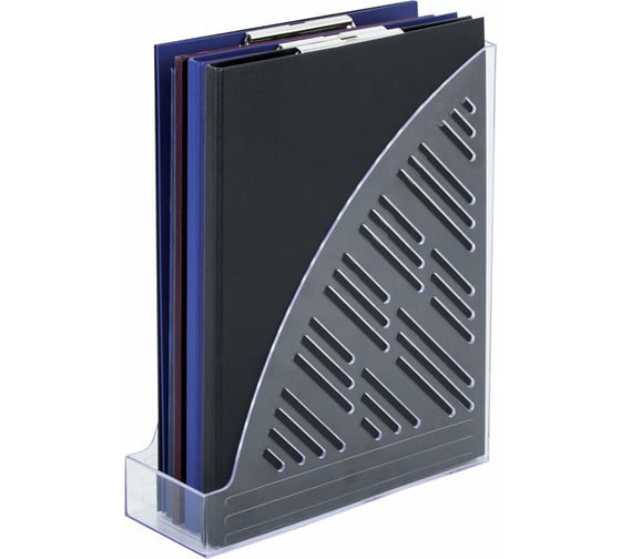 Вертикальный лоток для бумаг BRAUBERG "Standard+", 250х90х300 мм, прозрачный 237227
