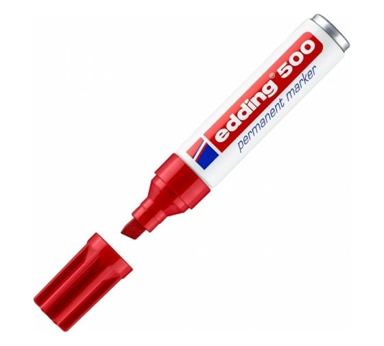Перманентный маркер Edding BL красный 2-7 мм скошенный наконечник, блистер E-500#2