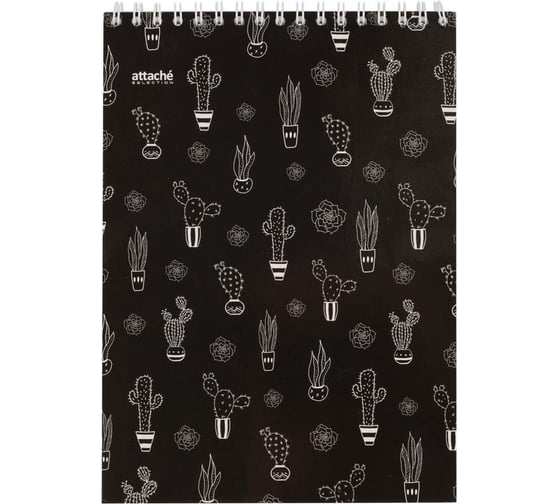 Блокнот 60 шт в упаковке Attache Selection А5 80л клетка греб картонная обложка + УФ-лак LLAMAS черный 1067701 1