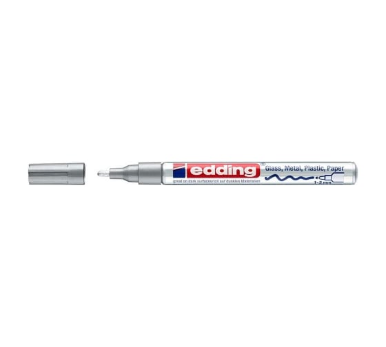 Лаковый глянцевый маркер Edding 751/54 CR серебристый, 1-2 мм, блистер 1183469