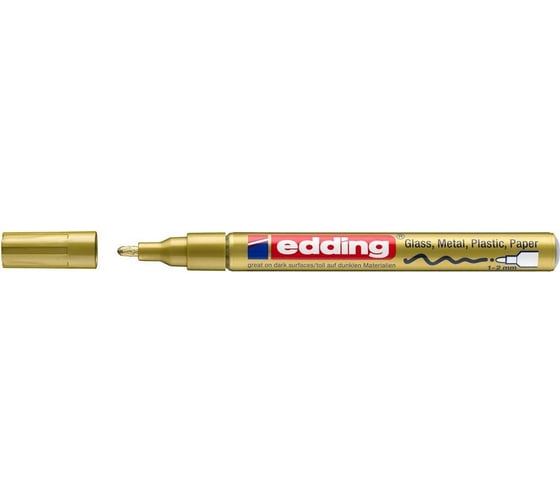 Лаковый глянцевый маркер Edding 751/53 CR золотой, 1-2 мм, блистер 1183468