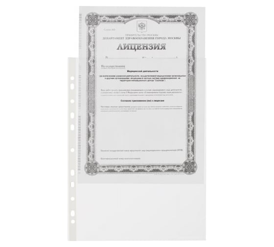 Папка Attache Стандарт файл-вкладыш с перфорацией А4, 30 мкм, 100 шт, рифленая поверхность 715775