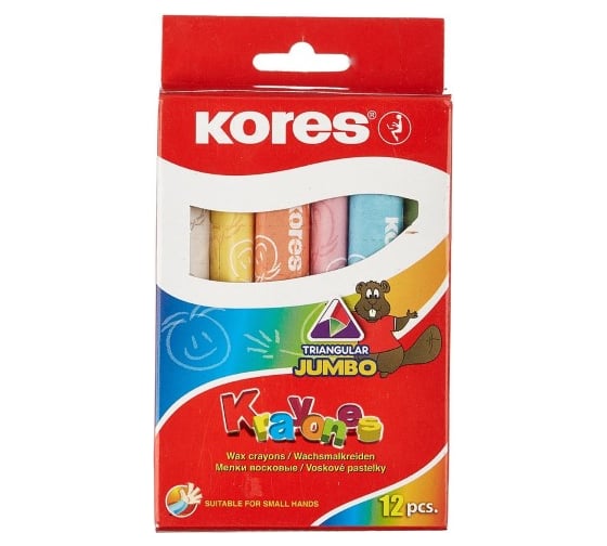 Трехгранные восковые мелки Kores KRAYONES Jumbo 12 цветов 33141.02 209550