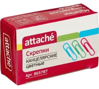 Цветные скрепки Attache 28 мм, полимерное покрытие, картонная коробка, 100 шт в упаковке 865787