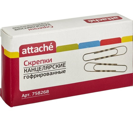 Гофрированные скрепки Attache 75 мм, овальные, картонная коробка, 40 шт в упаковке 758268 1