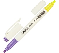 Маркер 12 шт в упаковке Attache Double выделитель текста 1-4 мм желтый фиолетовый 958565