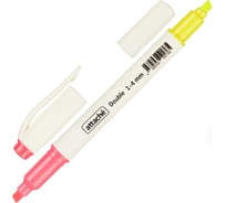 Маркер 12 шт в упаковке Attache Double выделитель текста 1-4 мм желтый розовый 958562