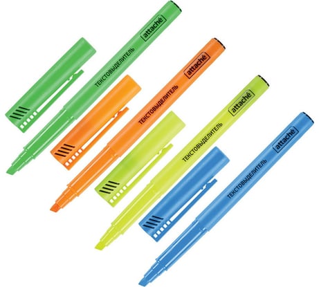 Маркер Attache выделитель текста набор 4 цвета 1-3 мм, 4 шт 155805