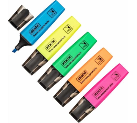Маркер Attache Colored выделитель текста 1-5 мм набор 5 цветов, 5 шт 958569
