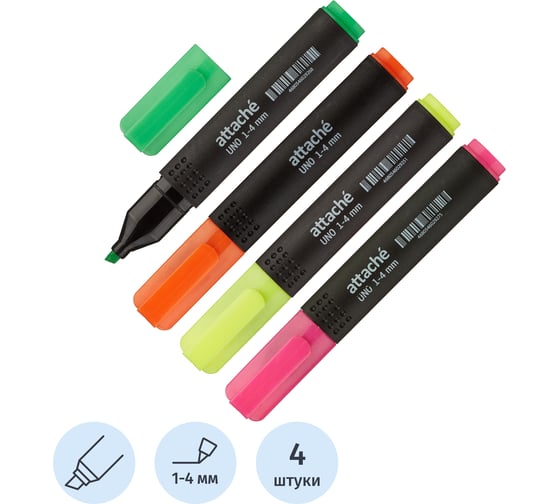 Набор текстовыделителей Uno Выбор есть 1-4мм набор 4цв 892707