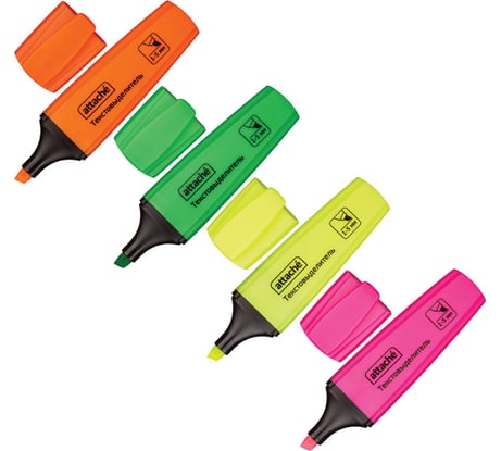 Маркер Attache Palette выделитель текста 1-5 мм набор 4 цвета, 4 шт 426889