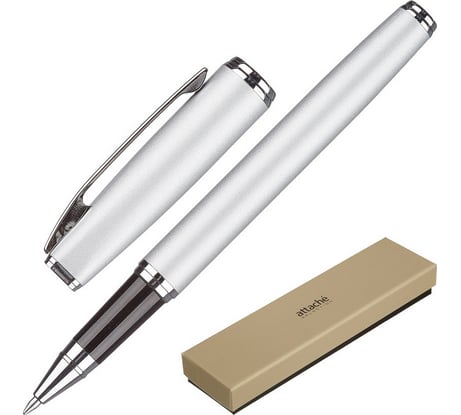 Гелевая ручка Attache Selection Elegance, серебряный корпус, синий, футляр 901720