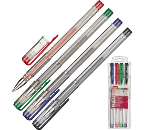 Набор гелевых ручек Attache 4 цвета, 0.5 мм, без манжеты, 4 шт 901711