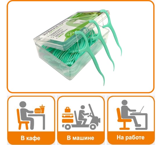 Зубная нить с зубочисткой HAPPY LIFE мятная, 50 шт CPA05-50