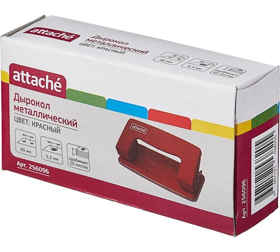 Дырокол Attache 6304 до 10 листов, металлический, красный 256096