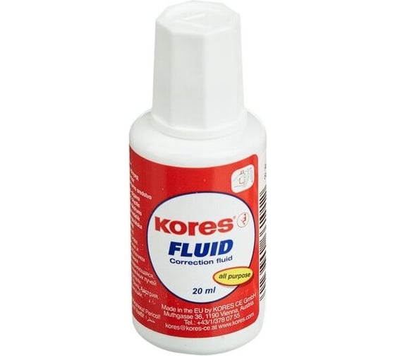 Корректирующая жидкость Kores FLUID 20 мл на быстросохнущей основе кисточка 4 шт в упаковке 66118 3915