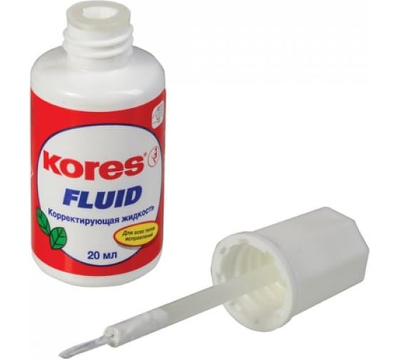Корректирующая жидкость Kores FLUID 20 мл на быстросохнущей основе кисточка 4 шт в упаковке 66118 3915
