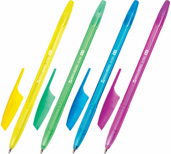 Ручка шариковая BRAUBERG X-333 Neon 12 и 1 в подарок, синяя, комплект 13 шт, 0.35 мм 144250