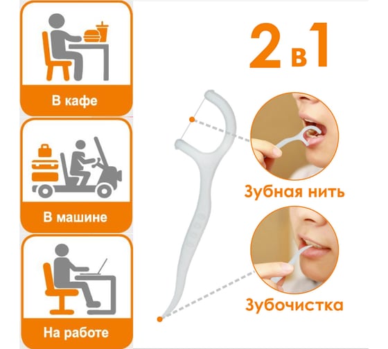 Зубочистка с зубной нитью HAPPY LIFE 10 шт. CPA04-10