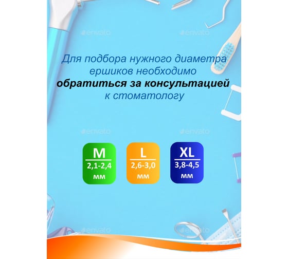 Набор межзубных ершиков HAPPY LIFE M 2.1-2.4 / 6 шт. CPA12-M