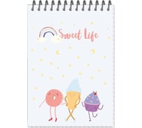 Блокнот 220 шт в упаковке Attache Selection Sweet Life А6 40л клетка греб. верхний матовая ламинированная Сладости 1223670