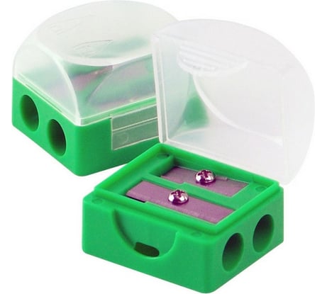 Точилка Attache с двумя отверстиями с контейнером, цвет зеленый, 2 шт 138709 919748