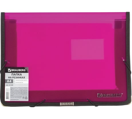 Широкая папка на резинках BRAUBERG А4, 330х240 мм, до 500 листов, 0.6 мм 221368
