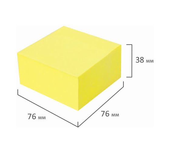 Самоклеящийся блок BRAUBERG стикеры, неоновый 76x76 мм 400 листов, желтый 111352
